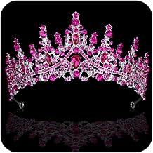 COCIDE Hot Pink Crowns for Women Hot Pink Tiaras for Women Costume Halloween Womens Hair Accessories Royal Crystal Headbands Cosplay Queen Birthday Pageant Bride Headpieces