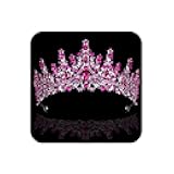 COCIDE Hot Pink Crowns for Women Hot Pink Tiaras for Women Costume Halloween Womens Hair Accessories Royal Crystal Headbands Cosplay Queen Birthday Pageant Bride Headpieces