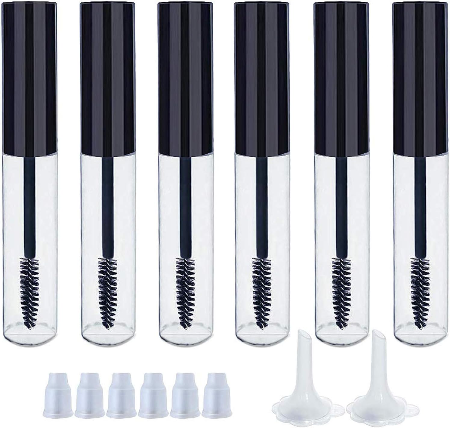 10ml Empty Plastic Mascara Tube Wand Eyelash Eyelash Cream Container Bottles with Rubber Inserts Funnels