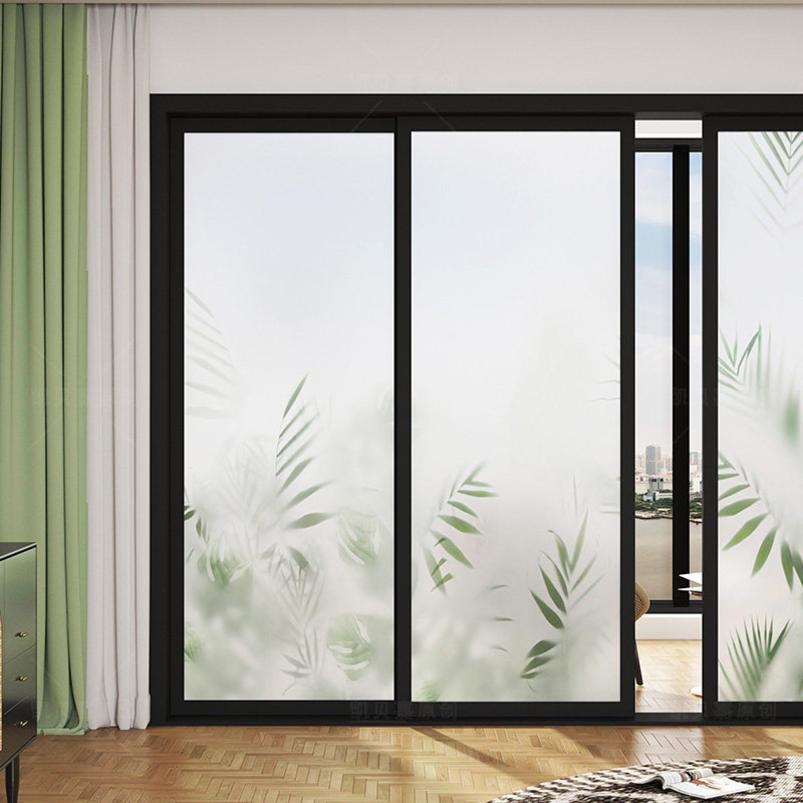 Pellicola Vetri Finestre 90X200CM Bambù Pellicola Adesiva Per Vetri Oscurante,Autoadesiva,Pellicole Per Vetri Anti Uv,Privacy Finestre Per Casa/Ufficio