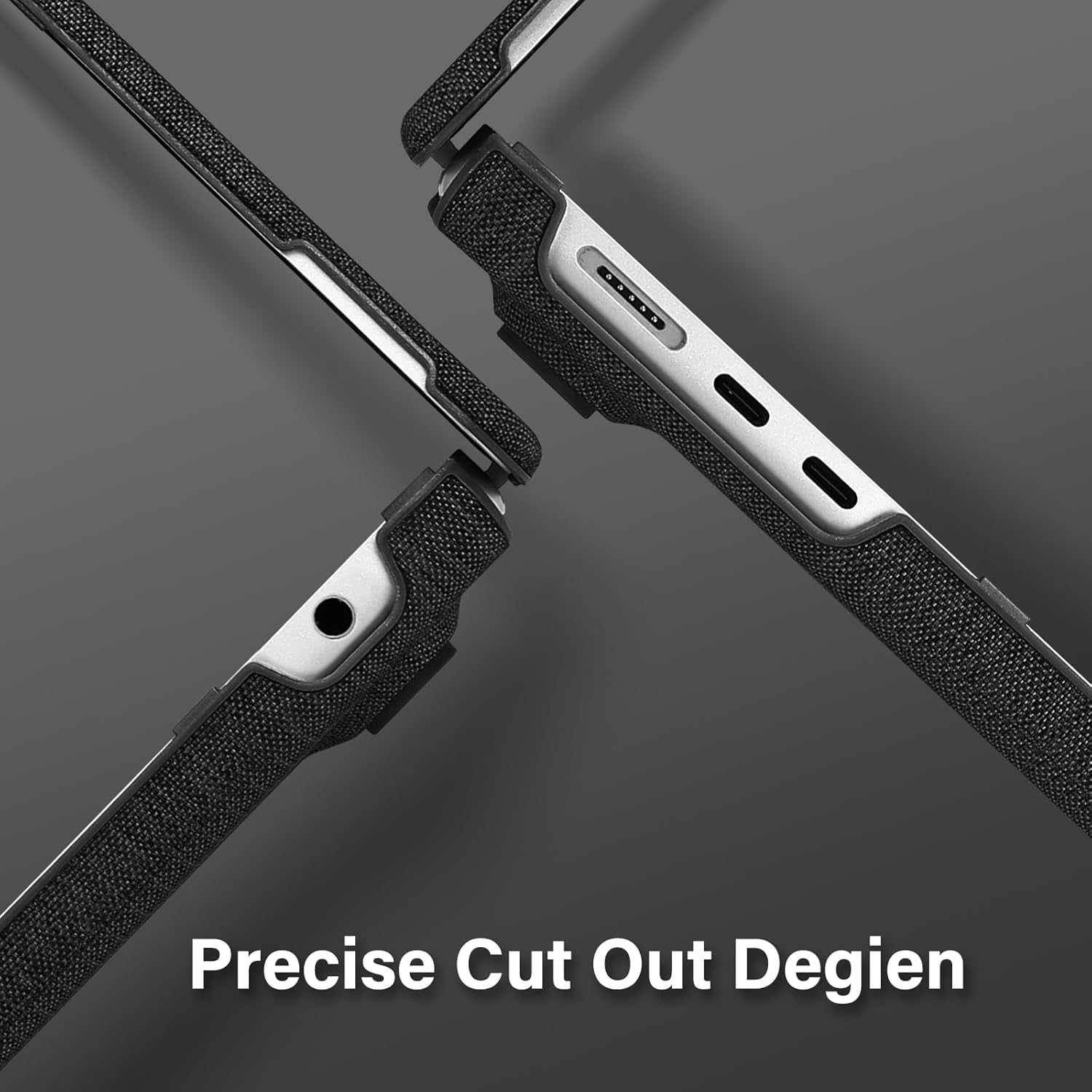 MOSISO Compatible with MacBook Air 13 inch Case 2025 2024 2023 2022 M4 A3240 M3 A3113 M2 A2681, Knit Fabric Coated Plastic Hard Shell Cover with Fold Kickstand for MacBook Air 13.6 inch Case, Black