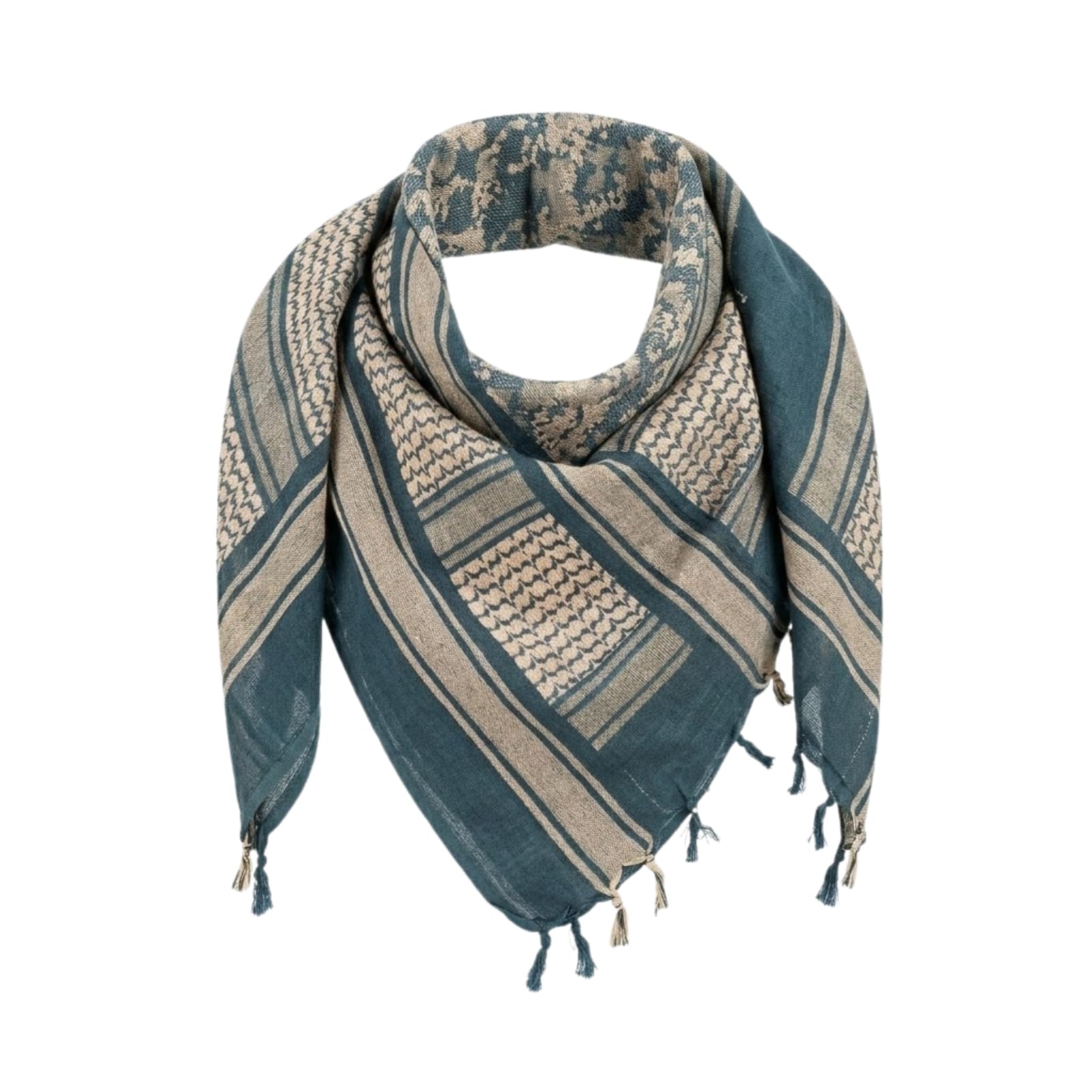 Cotton Shemagh Keffiyeh Scarf – Lightweight Tactical Desert Head Neck Wrap, Sun Protection Outdoor Scarf for Summer Hiking