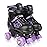 Kids Roller Skates for Girls Ages 5-8 6-12, Adjustable 4 Sizes Quad Girls Skates for Beginner, Black&Purple