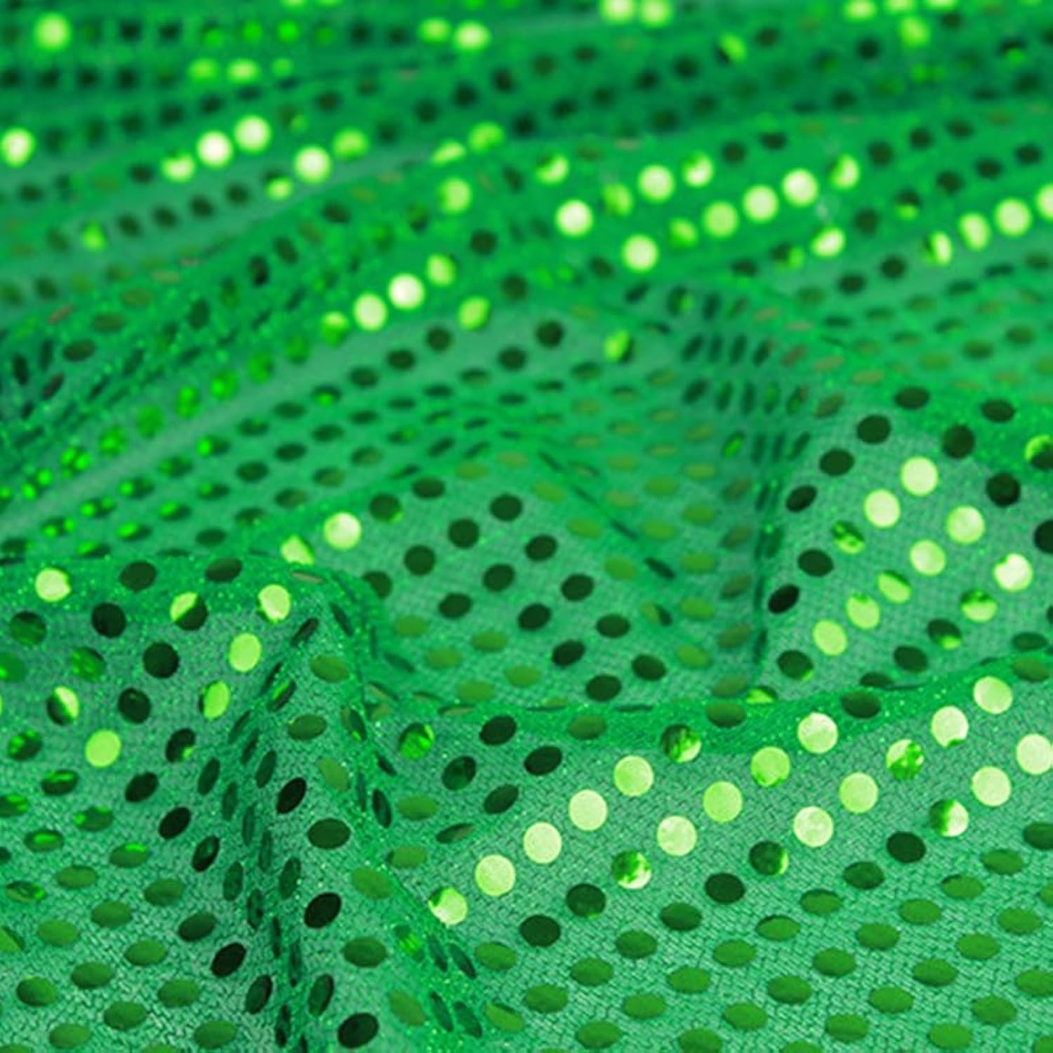 YYCRAFT Dot Sequins On Metallic Mesh Fabric by The Yard Seasonal Fabric 43" Wide 10 Yards, Decoration, Backdrop-White