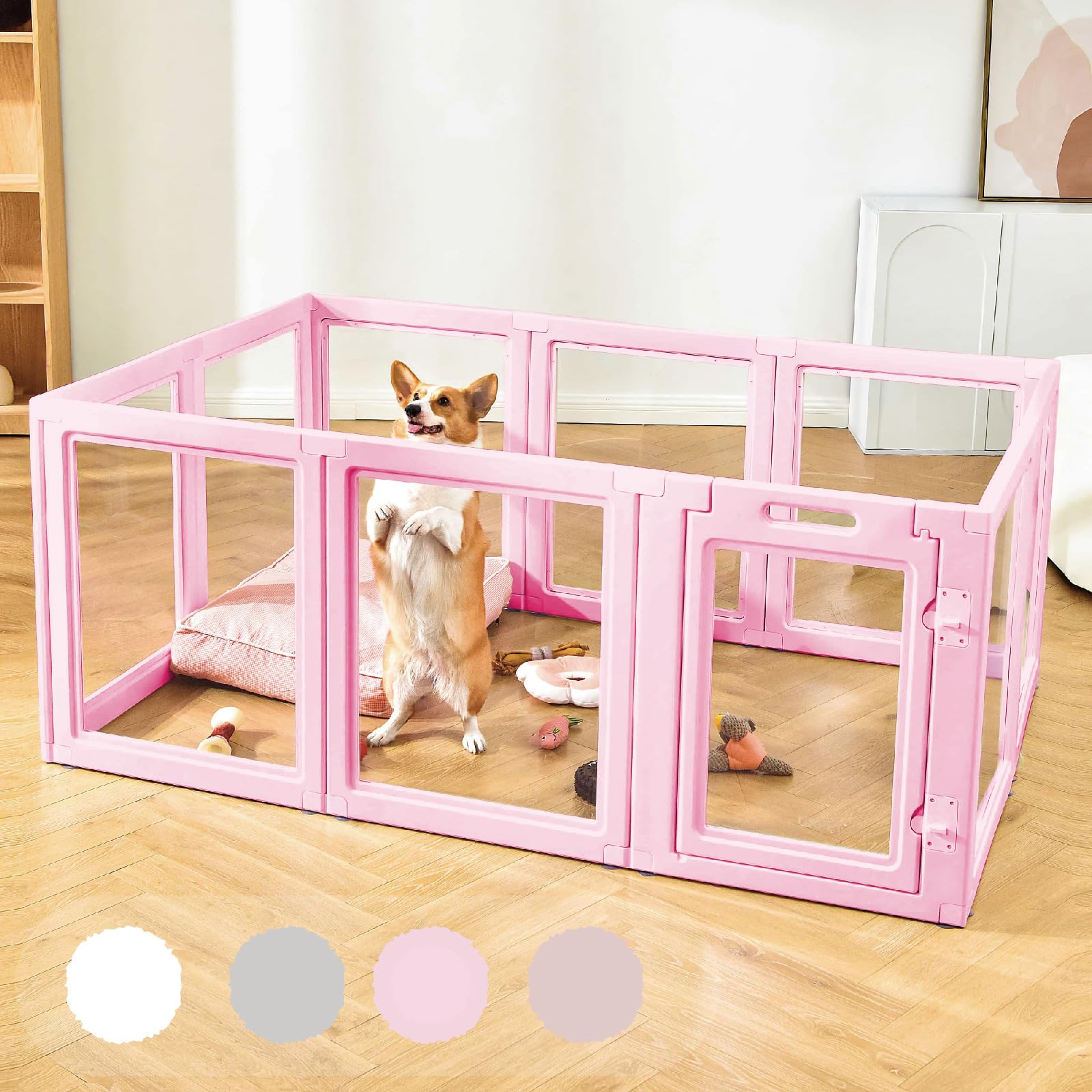 HAKOPE 圧迫感のないクリアサークル　ペットサークル(8面パネル・LOW) Amazon | HAKOPE 【圧迫感のないクリアサークル】 ペット