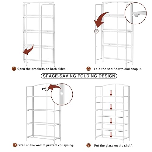 Miniatura 173 de Crofy - Estantería plegable sin montaje para sala de estar, estante plegable blanco de 5 niveles para oficina en casa, organizador de almacenamiento