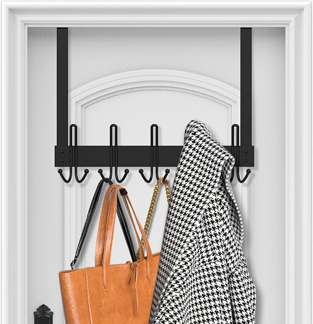 ENONCI Over Door Hooks Hanger, Heavy-Duty Stainless Steel 15 Hooks for Bedroom, Hanging Coat, Towel, Bag, Robe, Hat, Back of Bathroom