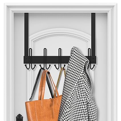 Over The Door Hooks, 6 Pack Door Hangers Hooks with Rubber Prevent Scratches Heavy Duty Organizer Hooks