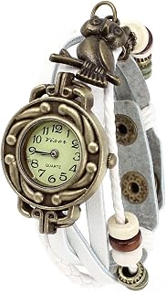 Qtqgoitem Women Retro Style PU Leather Belt Owl Pendant Quartz Wrist Watch White (Model: a2a 18e 86e 481 cea)