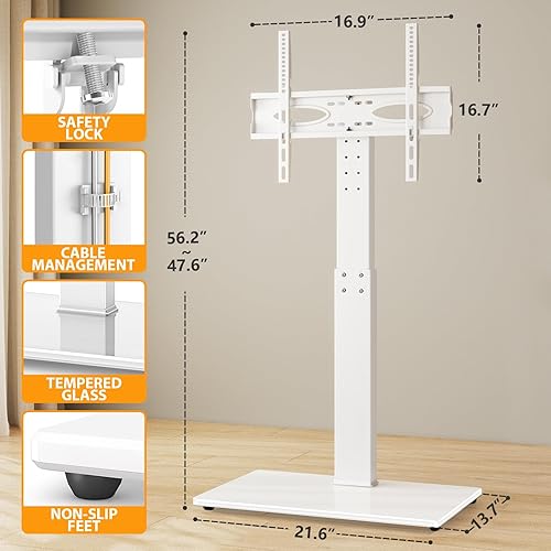 Miniatura 31 de TAVR - Base universal para TV de piso para televisores de 32 a 70 pulgadas de hasta 110 libras con soporte giratorio de altura ajustable, base de
