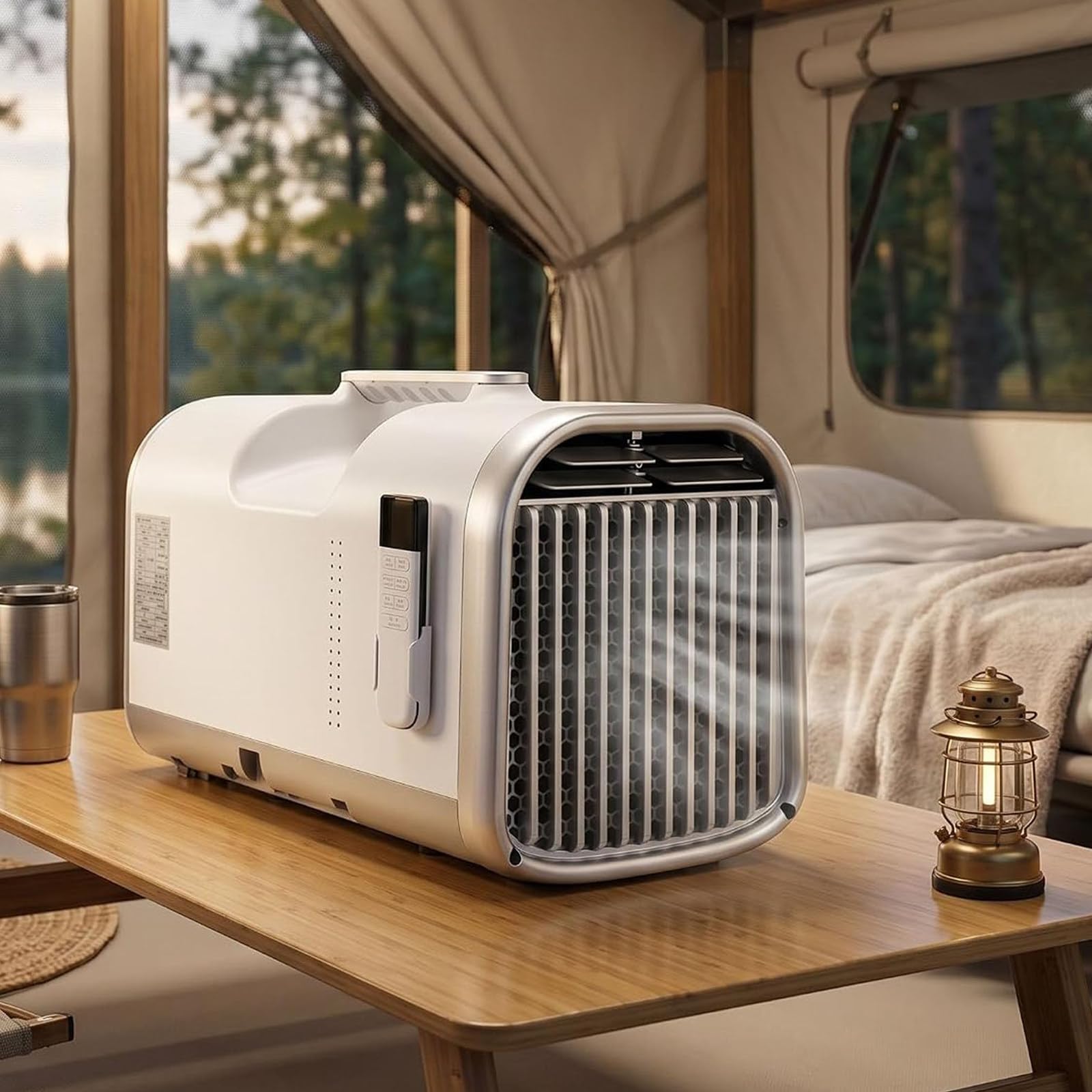 DDZJTPP Portable Air Conditioner,4-in-1 Compact AC Unit & Dehumidifier,400W Low Power,12H Timer,Touch & Remote Control No Drain for Caravan,Camping,Motorhome & Tent