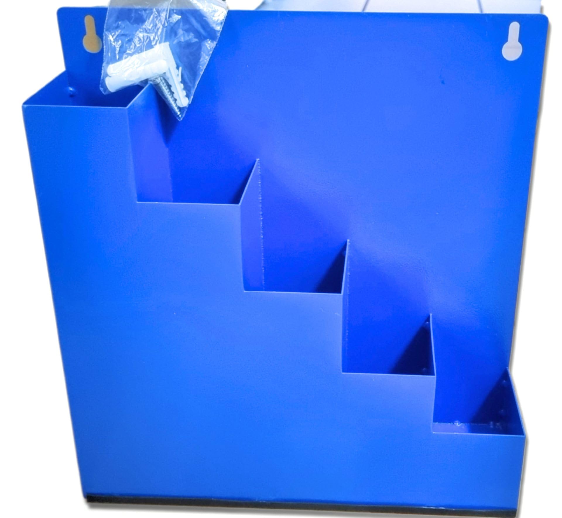 Kabelbinder Ordnungsbox Wandhalter zur Wandbefestigung aus Metall in blau inklusive 2 Schrauben und 2 Dübel- idealer Ordnungshelfer