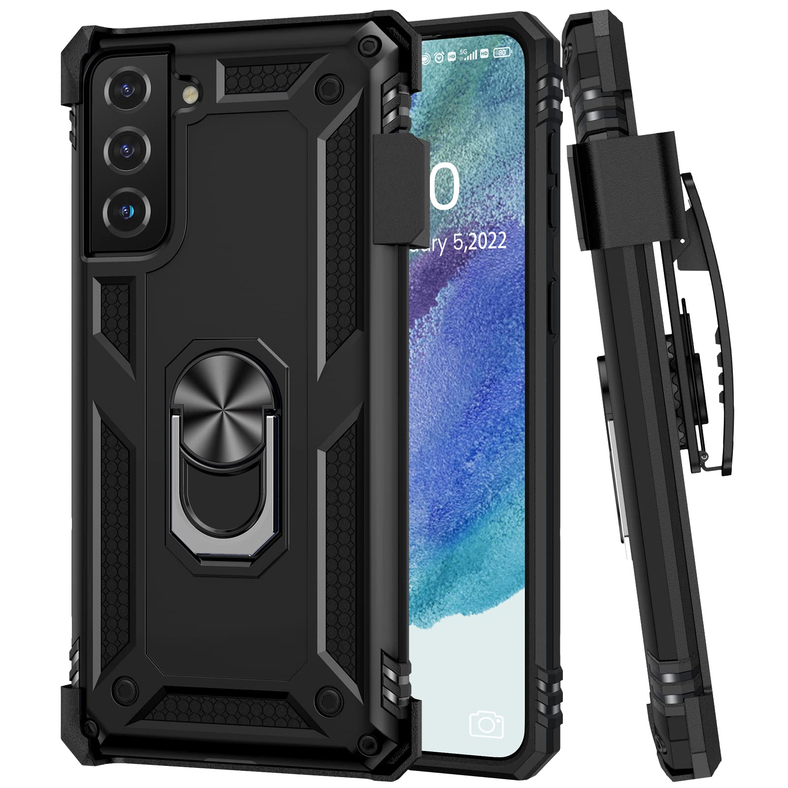 Amazon Com Ruky Samsung Galaxy S21 Fe 5g Case Galaxy S21 Fe Case With Belt Clip Ring Stand Military Grade Drop Protection Kickstand Protective Phone Case For Samsung Galaxy S21 Fe 5g 22