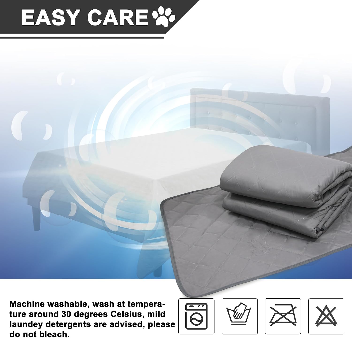 2 Pack Dog Bed/Sofa Cover and Pet Mat for Furniture Bed Couch Sofa, 100% Waterproof Dog Blanket with Non-Slip Bottom, 3-Layer Premium Fabric Furniture Protector(Grey, XL)