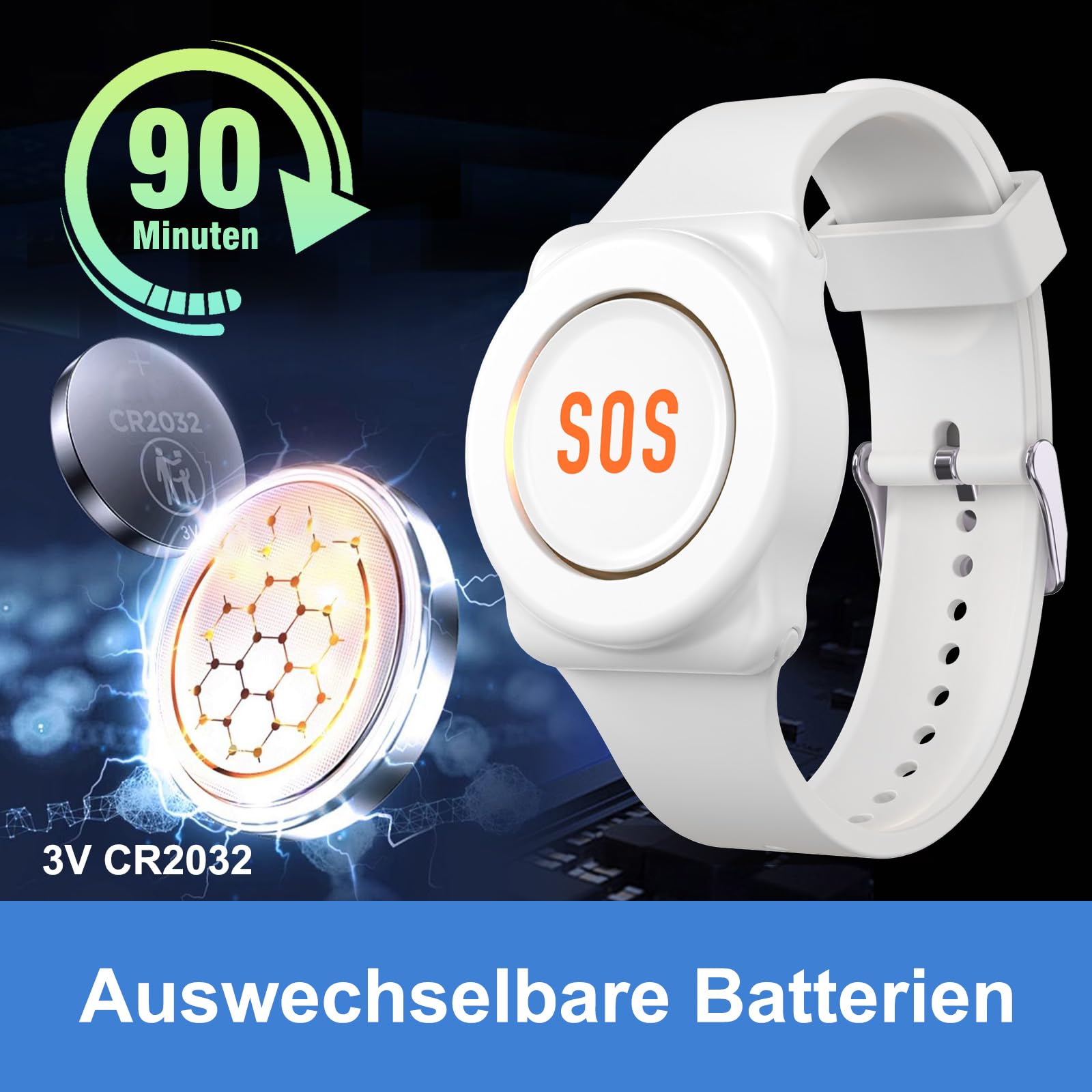 DAYTECH Notrufknopf für Senioren auf Handy, WiFi Tuya Smart Senioren Notfallknopf Alert System, Hausnotruf für ältere Patienten Behinderte,Kinder(1Empfänger+1Notruf Armband+1Tasten)