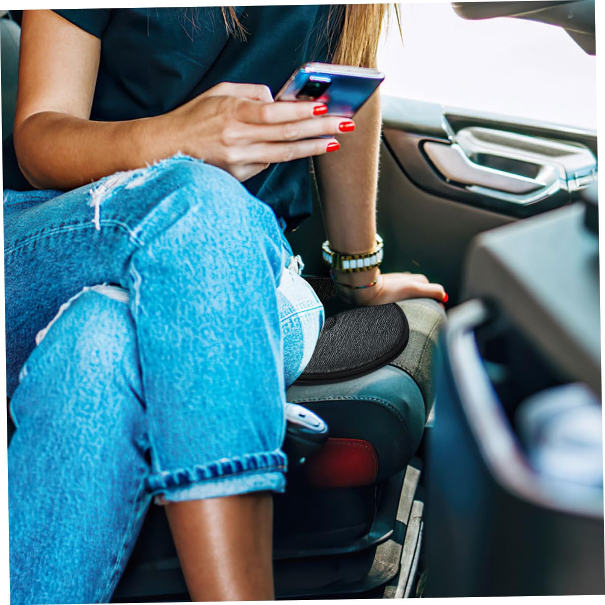 2 Cojines Giratorios para Asiento de Coche, Negro, Tejido