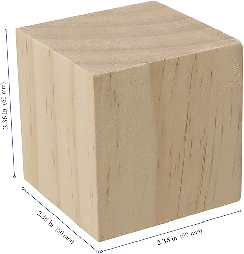Miniatura 2 de KEILEOHO 10 bloques de madera de 2.5 pulgadas, cubos de madera sin terminar, bloques cuadrados sólidos en blanco para manualidades, pintura,