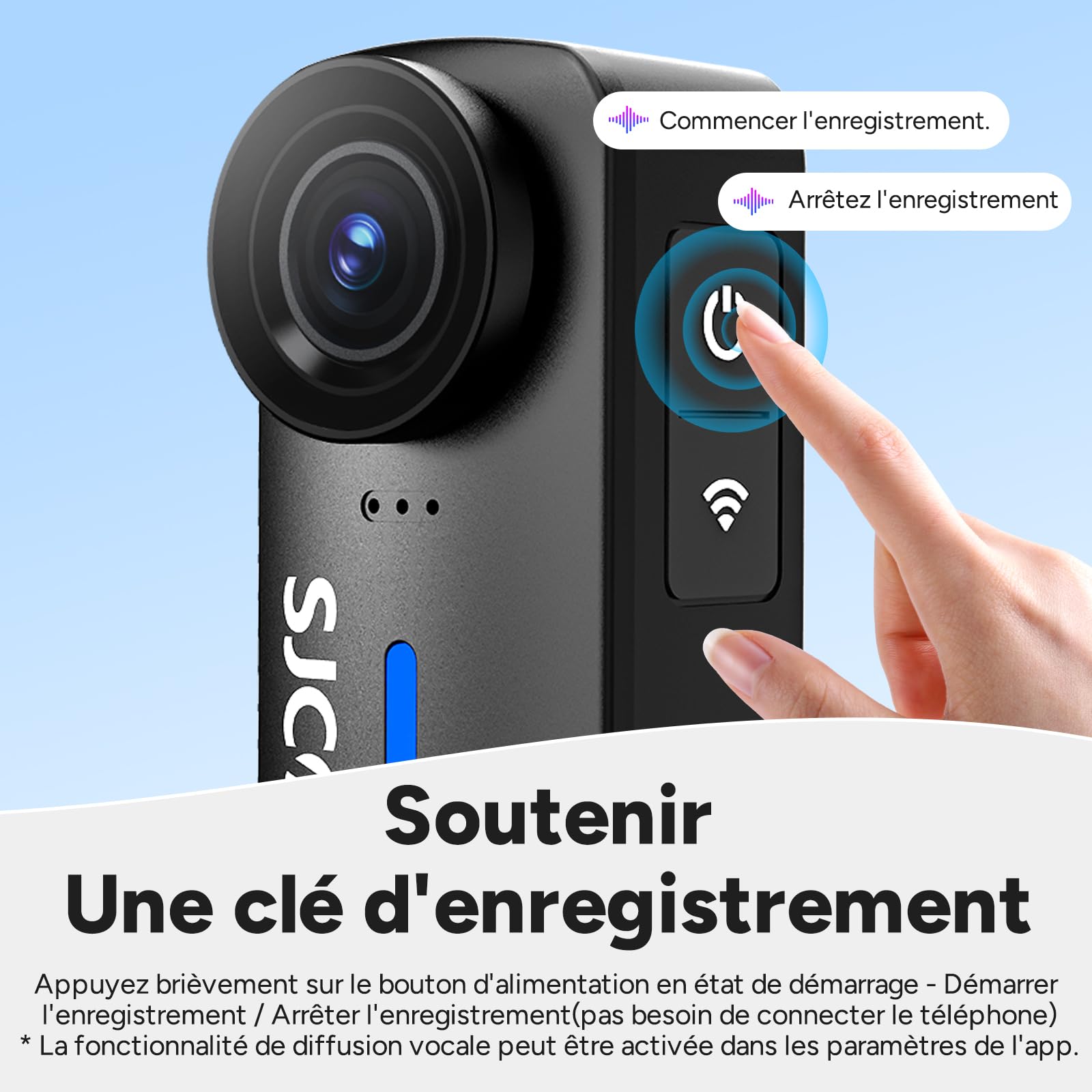 SJCAM C110Plus Mini Caméra Vlog Sport 4K sans Carte, Caméra Corporelle 170° FOV, Enregistrement Audio et Vidéo, 8X Zoom, Stabilisation 6 Axes, Caméra Action pour Cyclisme, Moto, Famille, Voyage, Noir