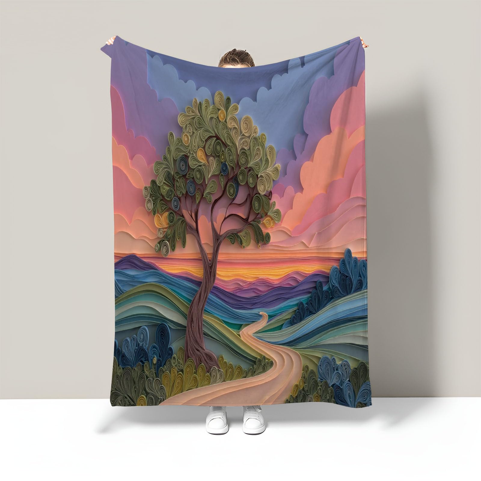 Plaid polaire coucher de soleil pour un salon cocooning en hiver