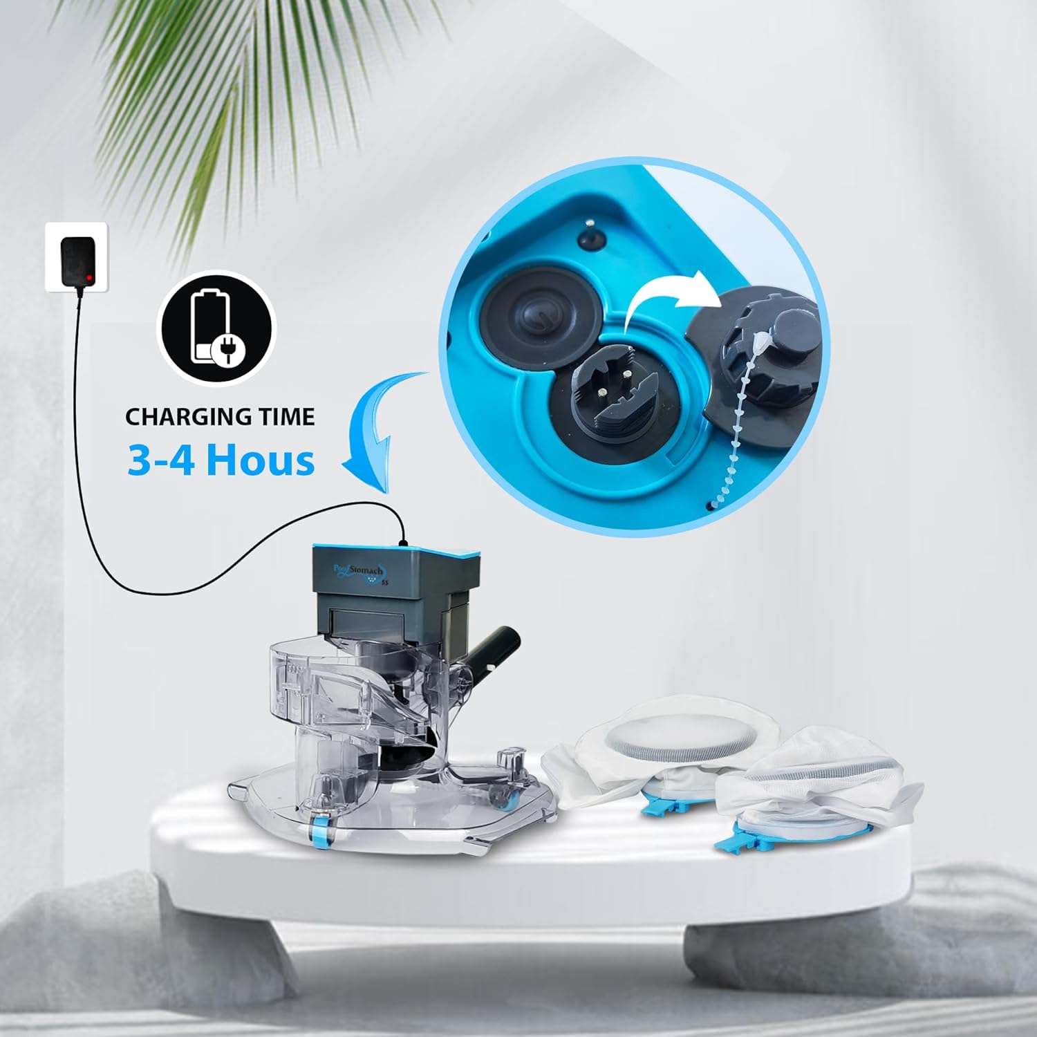 55 High-Power Cordless Pool Leaf Vacuum Cleaner for Inground & Above Ground Pools | MAX 75-Min Runtime, XL 24 GPM Suction for Heavy Debris | Includes 2 Extra Large (10L) Filter Bags