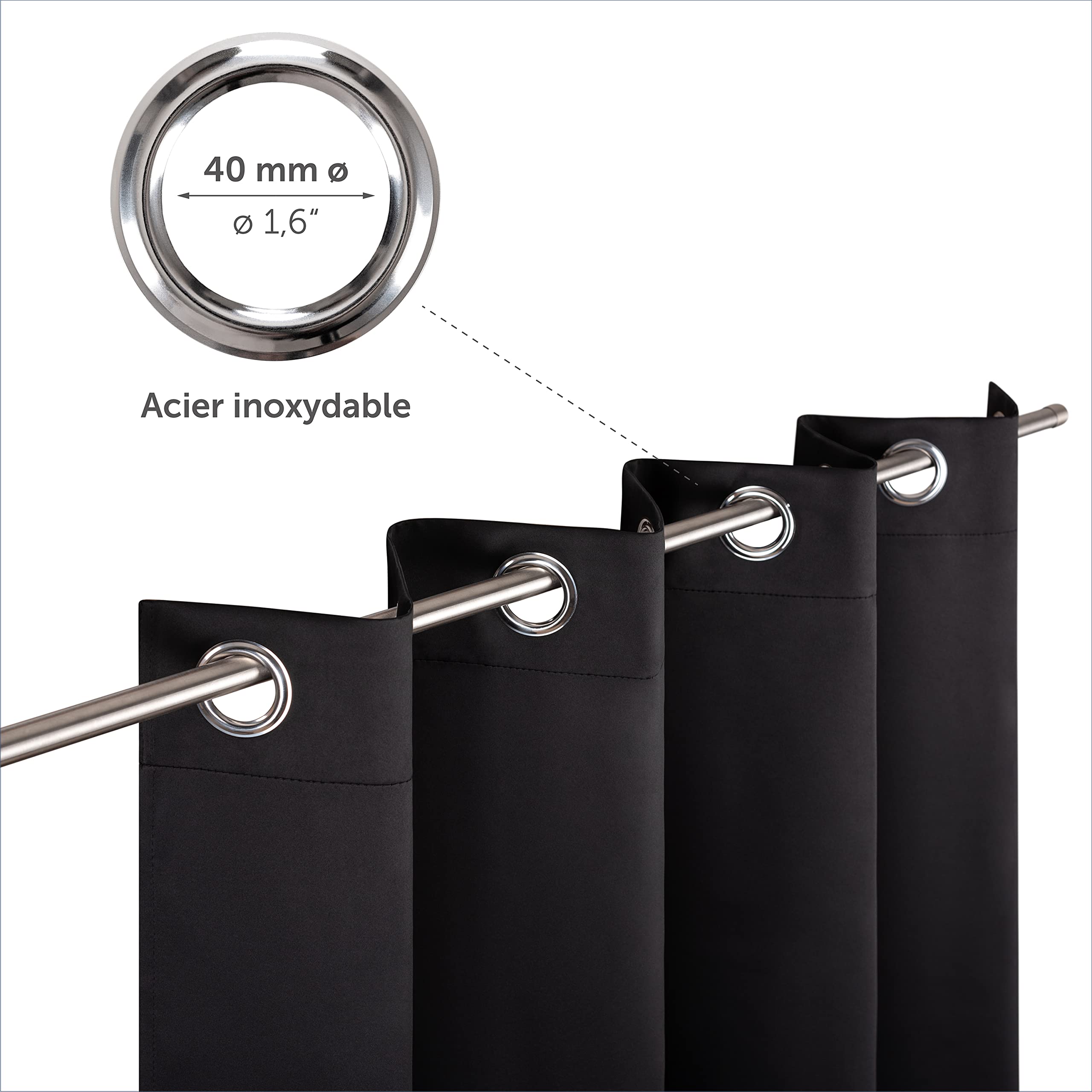 Blumtal - Lot de 2 Rideaux Occultants - Rideau Thermique Isolant Anti Froid - Rideau Occultant avec Œillets - 140 x 245 cm, Noir