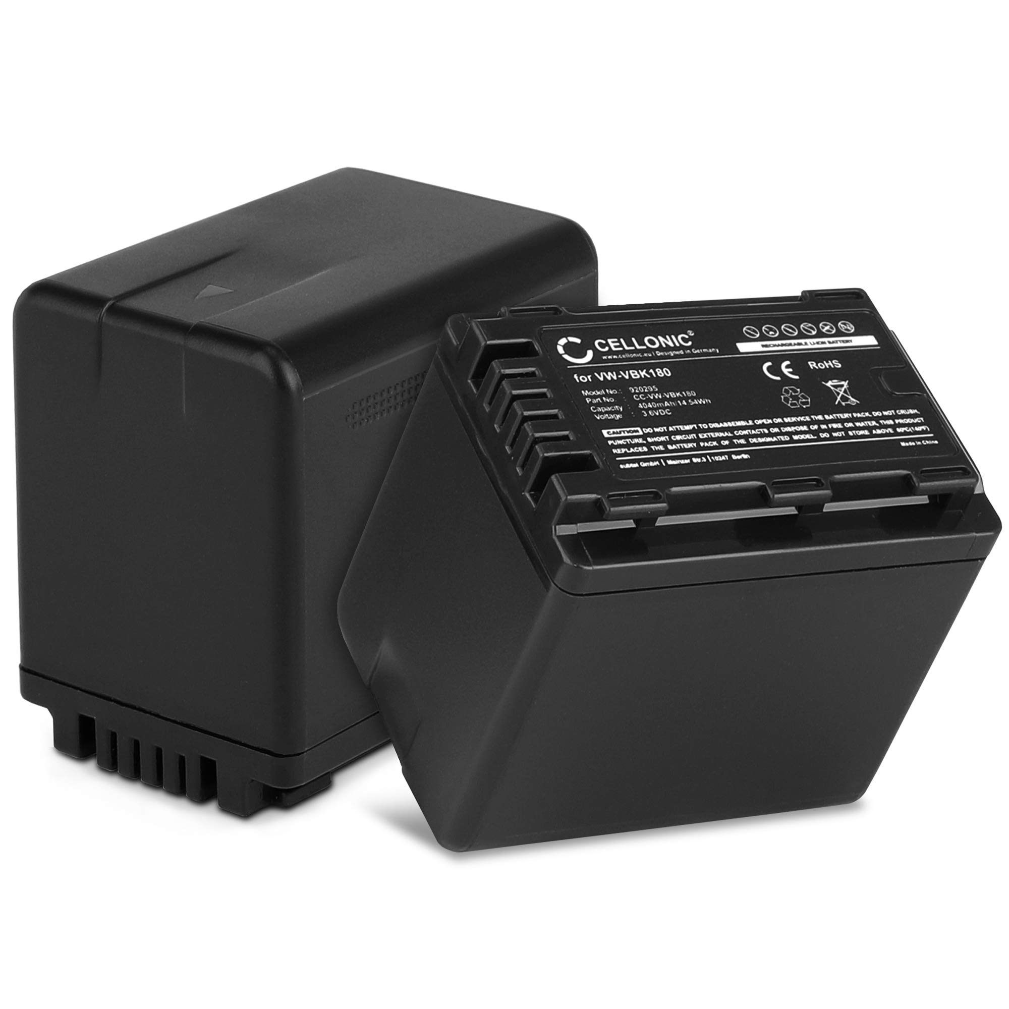 CELLONIC 2 x akumulator kompatybilny z Panasonic HC-V777 -V800 -V770 -V760 -V750 -V520 -V380 -V270 -V180 -V10 HC-VXF990 HC-VX980 HC-W580 HDC-SD60 S40 SDR-S50, VW-VBT190 -VBT380 -VBK180 akumulator zapasowy bateria