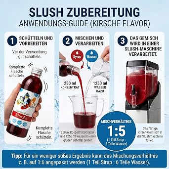 Syrup Party Set 6 x 250 ml for Slush Drinks Made without AZO and Glycerine Make Slushy Yourself Slush Machine Aroma Concentrate 1:5 Perfect for Ninja Slushy Machine