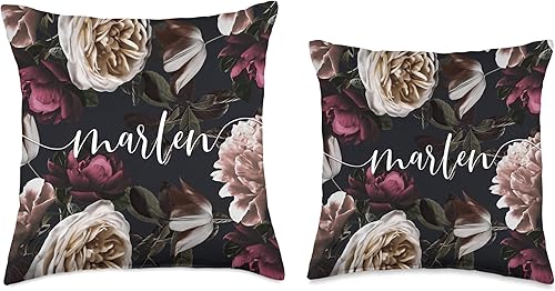 Miniatura 3 de Marlen - Almohada personalizada para niñas y mujeres con nombre Marlen, elegante floral rosa y peonía, 17.7 x 17.7in, multicolor