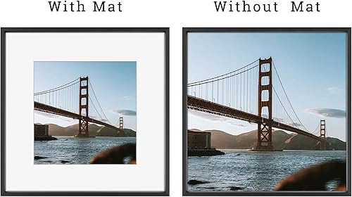 Vista 269 de Frametory - Colección de marcos de metal para fotos, marco de aluminio para fotos con alfombrilla de color marfil y cristal real Dorado