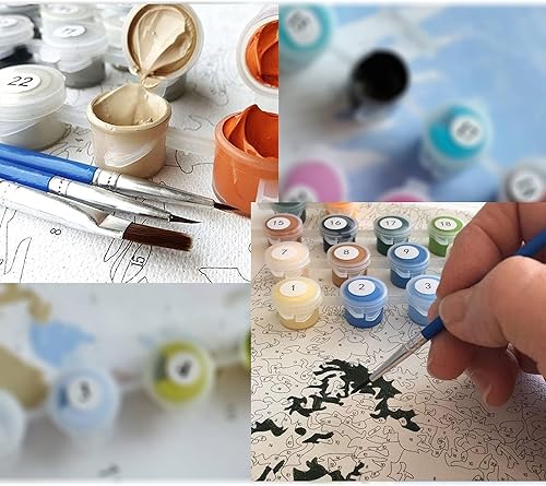 Miniatura 4 de Pintura de bricolaje por números para adultos enmarcada, pintura acrílica por número kits para adultos niños principiantes, mariposas niña en el