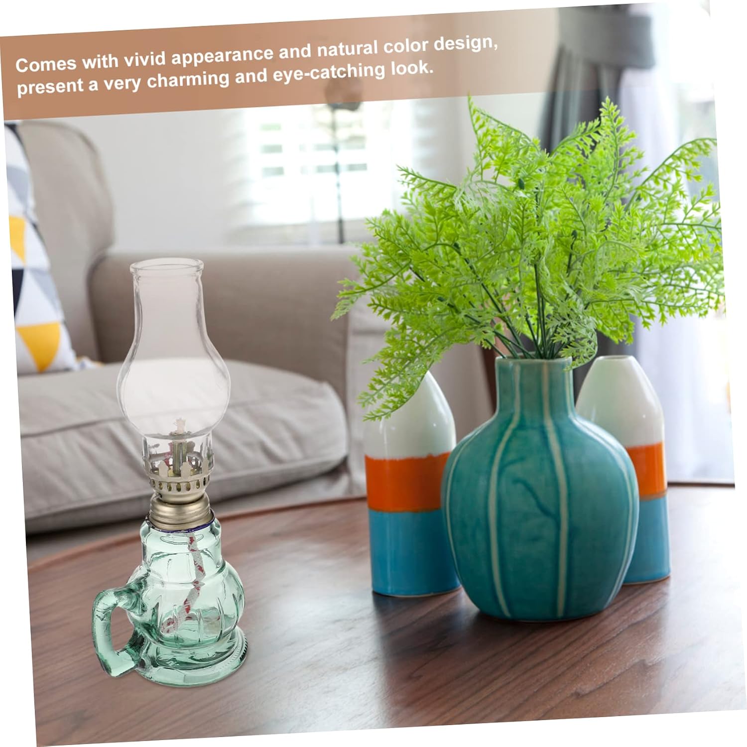 Garneck Vintage Glass Kerosene Lamp Adjustable Oil Light for Indoor Use Home Decor Bedroom Living Room and Temple Emergency Lighting Transparent Windproof Design