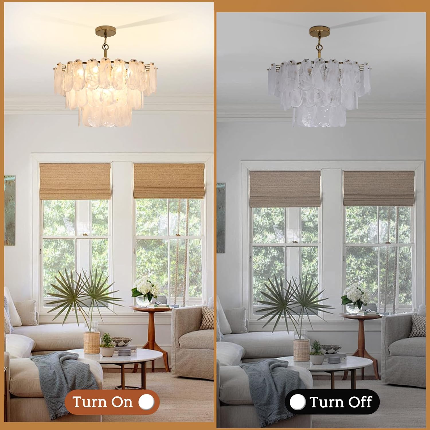 Modern Gold Glass Chandeliers, 23.6" Luxury Cloud Pendant Light Fixture, 3-Layer Round Ceiling Hanging Light Fixture for Bedroom Dining Room Kitchen Island Living Room Entryway Bar Farmhouse 9-Light
