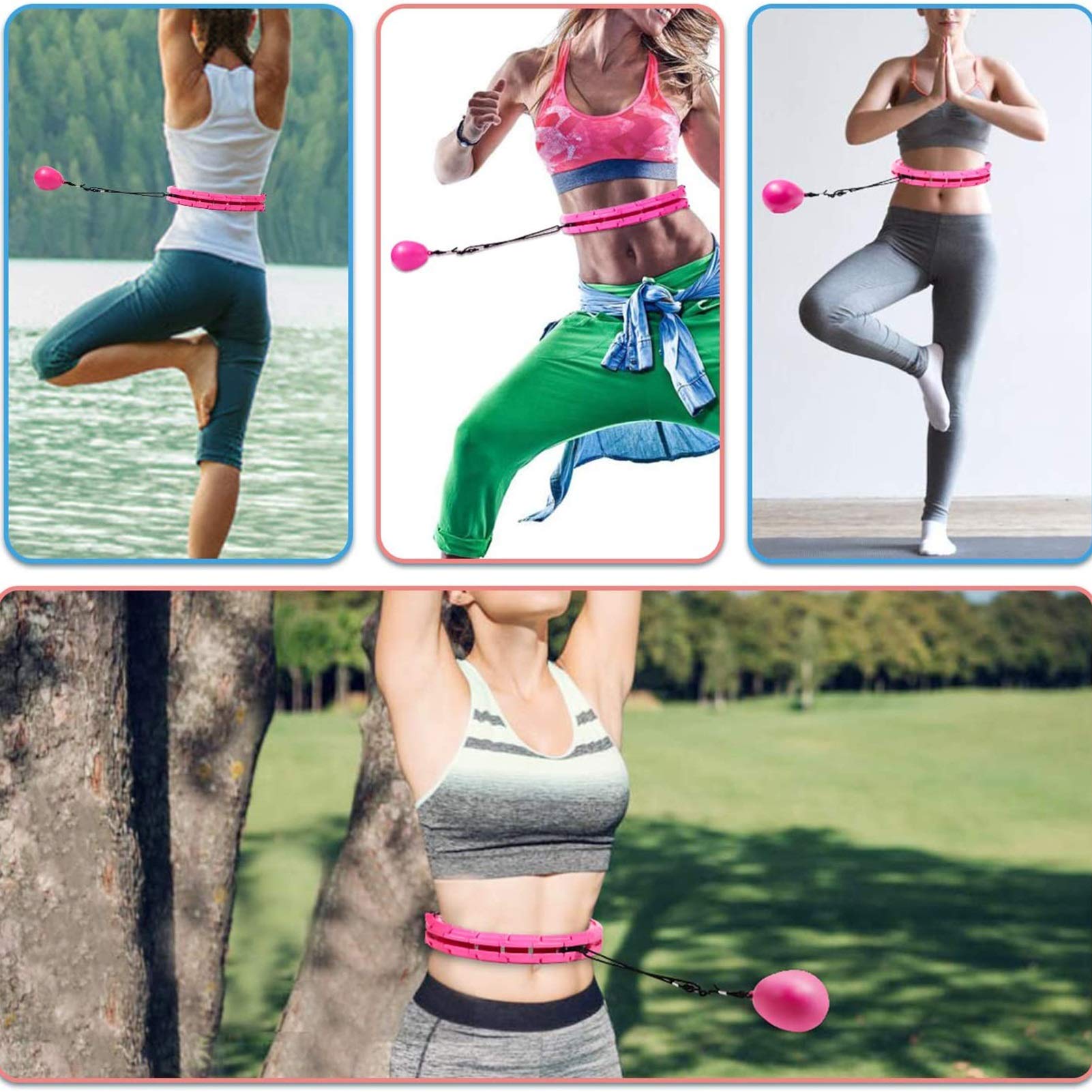 Ważona obręcz, obręcz hula hop do ćwiczeń, 2 w 1 brzucha fitness masaż odchudzający obręcz, obręcz do odchudzania, ważona inteligentna obręcz hula hop, odpinana, dla dorosłych / dzieci / początkujących