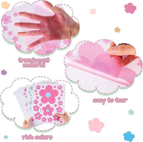 Miniatura 3 de TaoBary 288 Pcs Calcomanías de Pared Y2k de Flores Bonitas Coloridas Calcomanías Florales de Pared de Vinilo Despegar y Pegar Calcomanías Hippies