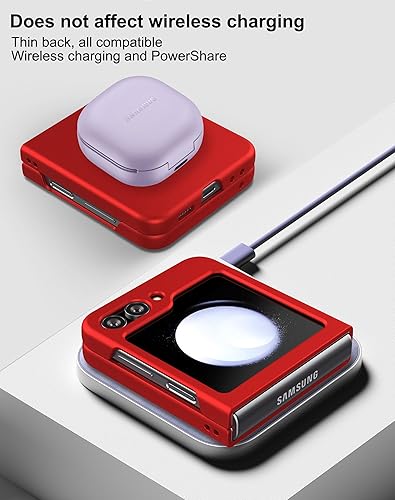 Miniatura 4 de Eastcoo Funda delgada para Galaxy Z Flip 5, parte trasera de policarbonato duro, sensación esmerilada, soporte de carga inalámbrica, ligera, a