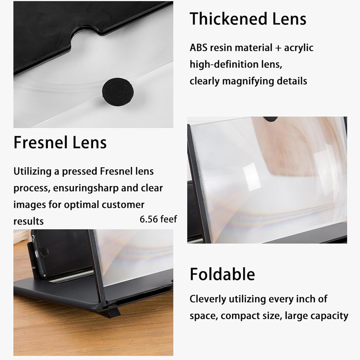 New Screen Magnifier for Cell Phone, 3D HD Mobile Phone Magnifier Projector Screen, Compatible with All Smartphone, for Movies, Videos and Games. (Black, 14.66 * 9.72)