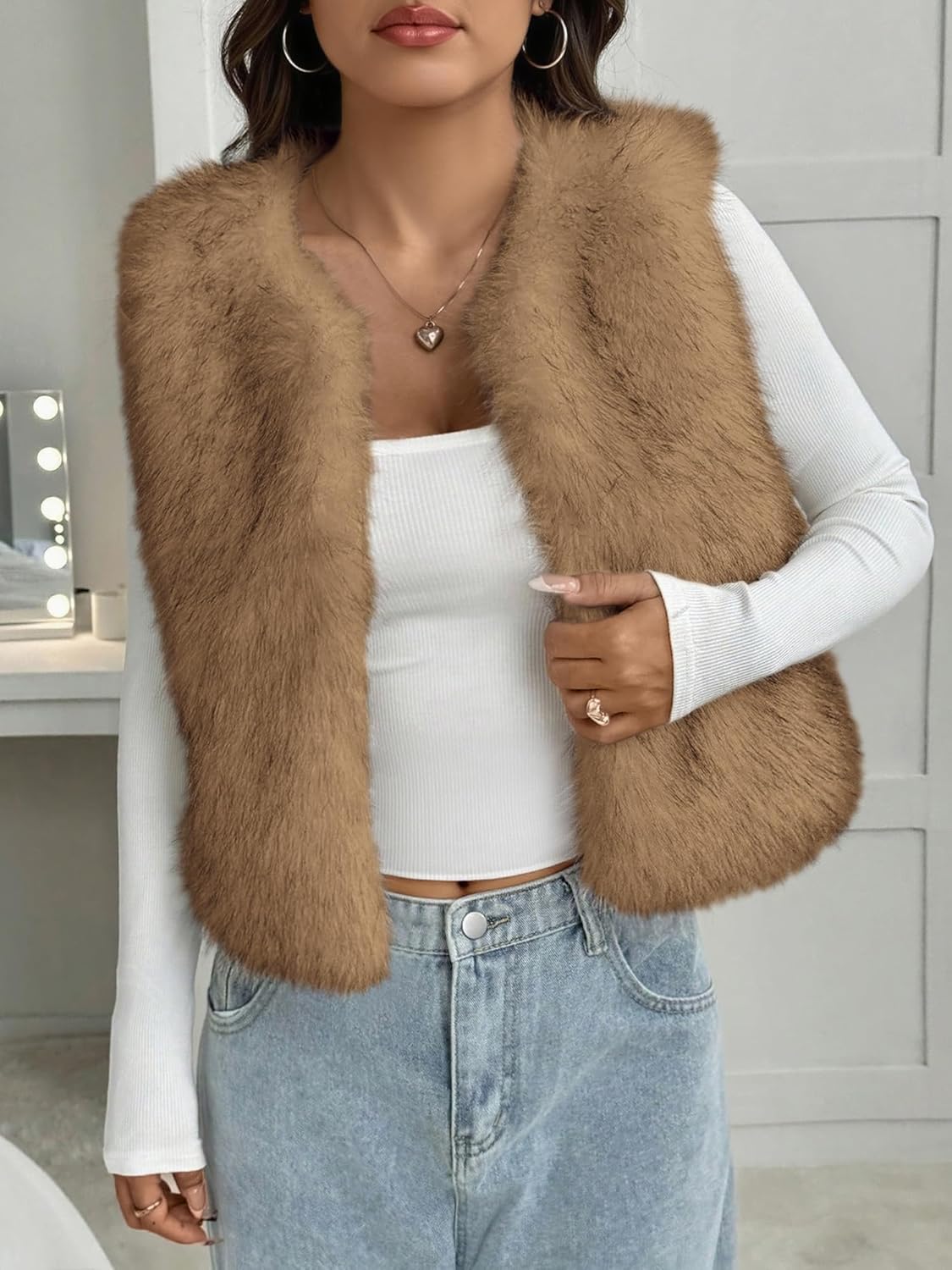 BTFBM Faux Fur Vest Women Fall Fashion 2026 Sleeveless Fuzzy Jacket Fluffy Coats Winter Clothing Furry Outerwear Vests - Image 4