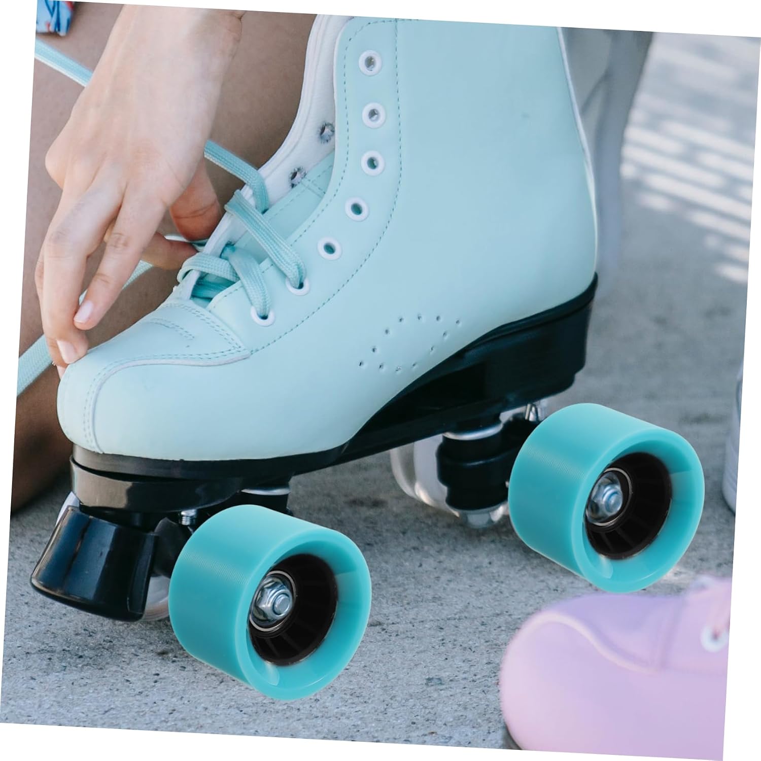 Toddmomy 4pcs Double Row Skate Wheels for Roller Skates Pu Replacement Wheels Wear-resistant Roller Skating Parts Easy to Install for Boys and Girls and Adults