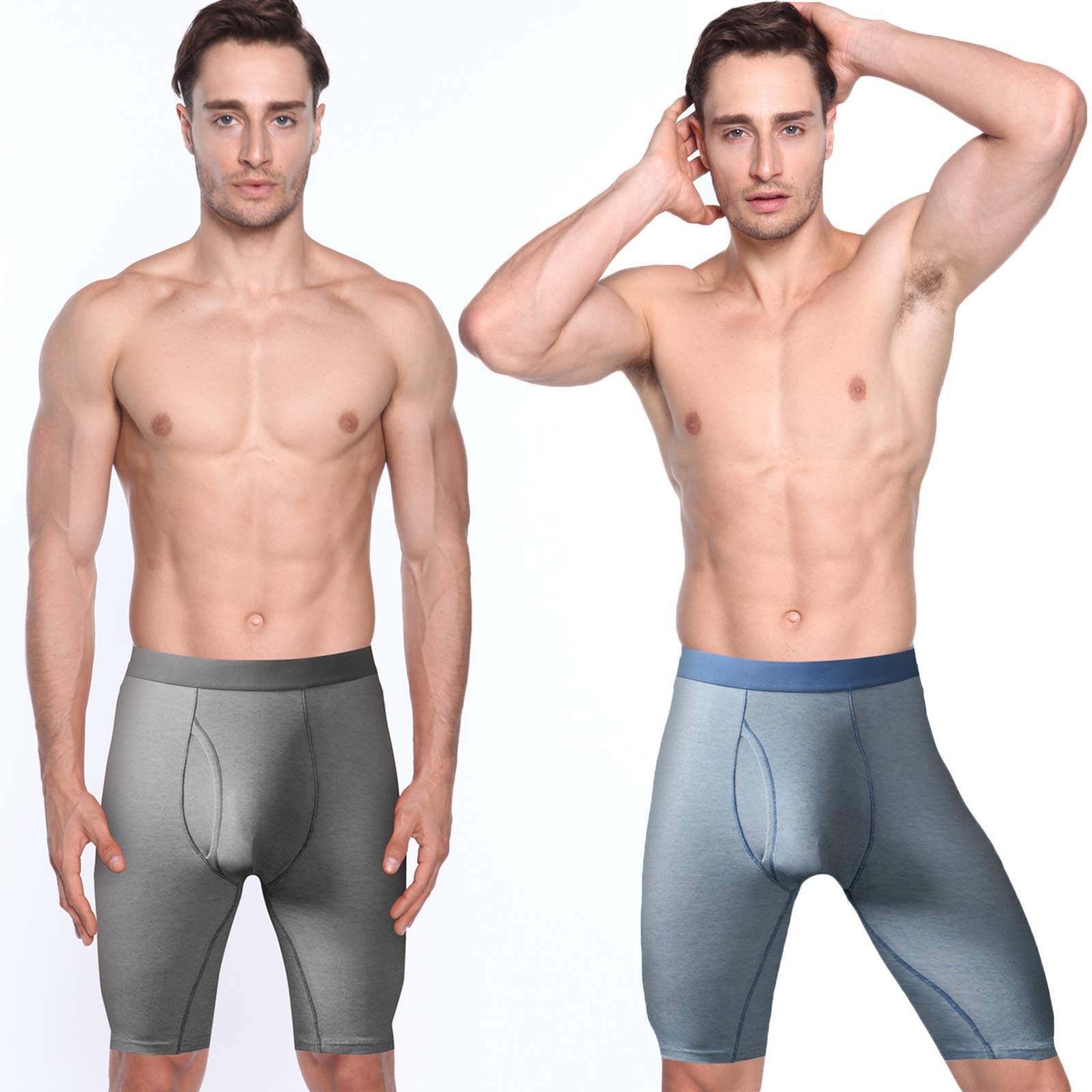 Nuofengkudu Uomo Lunghi Boxer Aderenti Cotone Intimo(3 4Pack)