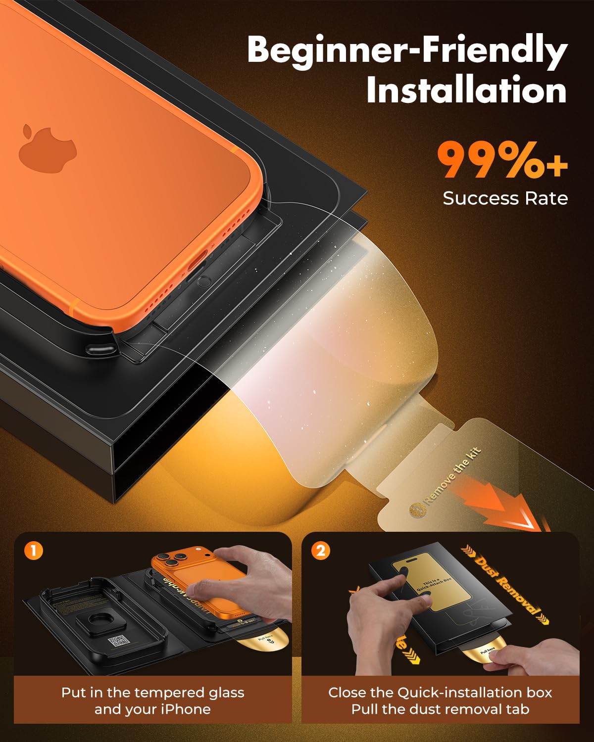 UNBREAKcable iPhone 17 Pro Max Protector de Pantalla [Pack de 3], Cristal Templado con Tecnología Auto-Align para Instalación Fácil, Dureza 9H+, Anti-Huellas, Protección Completa, 6,9 Pulgadas