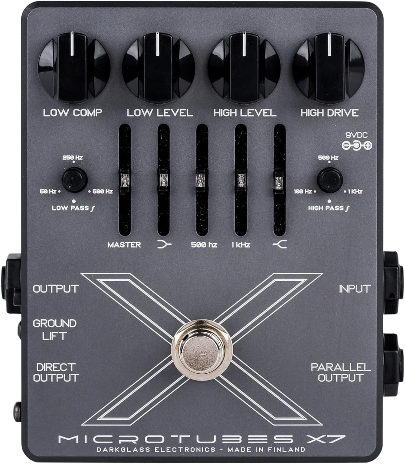 Darkglass Microtubes X7 Distortion Bass Effects Pedal w/ 4-band EQ, Level Controls, and XLR DI Output