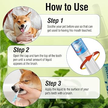 3PCS Pet Toothbrush Pen,Teeth Brightening Pen for Dog-Pet Dog/Cat Teeth Cleaning Pen for Dental Care,Dogs Cats Natural Plants Tartar Remover Tool