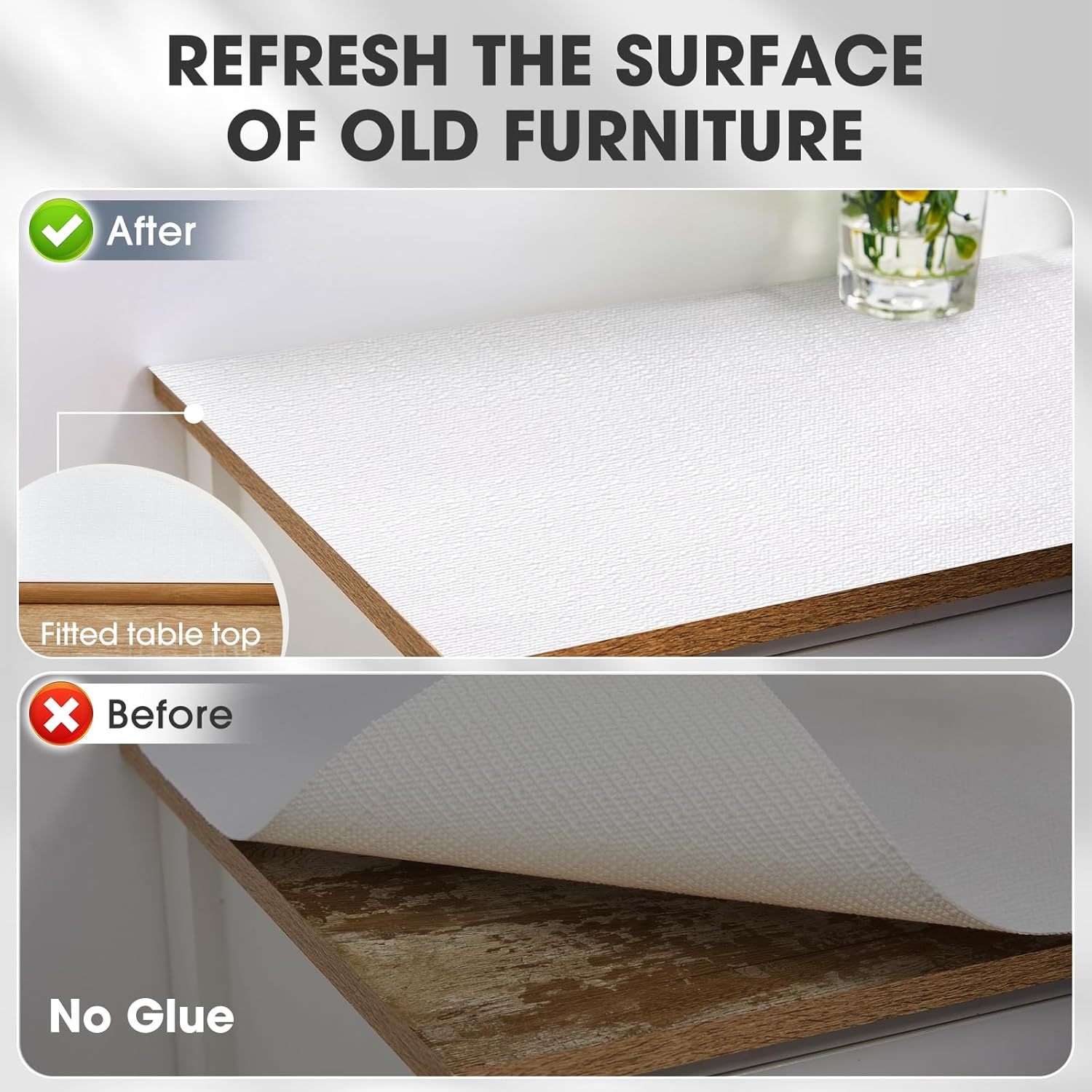 Drawer and Shelf Liner, Non-Slip Kitchen Cabinet Liners Non-Adhesive Thick Strong Grip Waterproof Washable Mats Protect Dresser Shelves Cupboard Bathroom Cabinets, White, 24 in X 10 FT