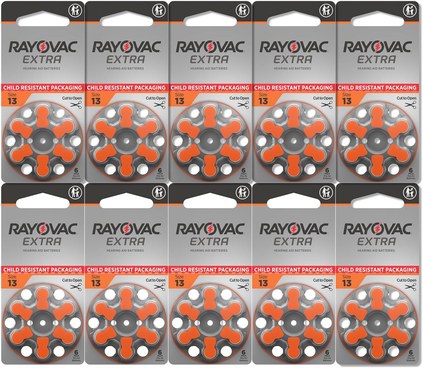 Rayovac Extra hearing aid batteries size 13. Long-lasting mercury-free zinc-air hearing aid batteries - 1.45v. (60 batteries) image 3