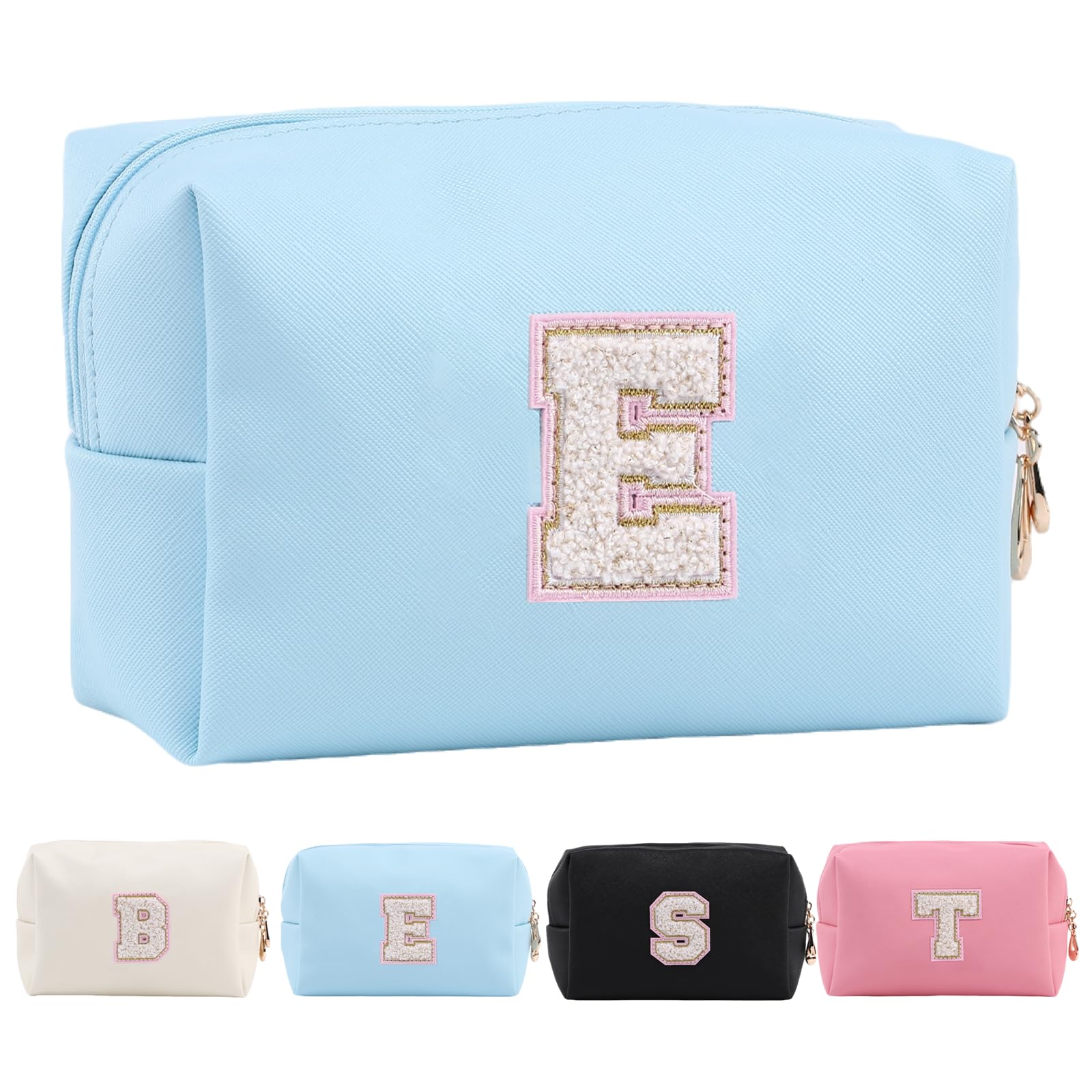 Personalized Makeup Bag,Waterproof Travel Makeup Pouch Cosmetic Bag Birthday Gift for Women Mom，Bride Bridesmaid Cosmetic Bag A-Z — view 140