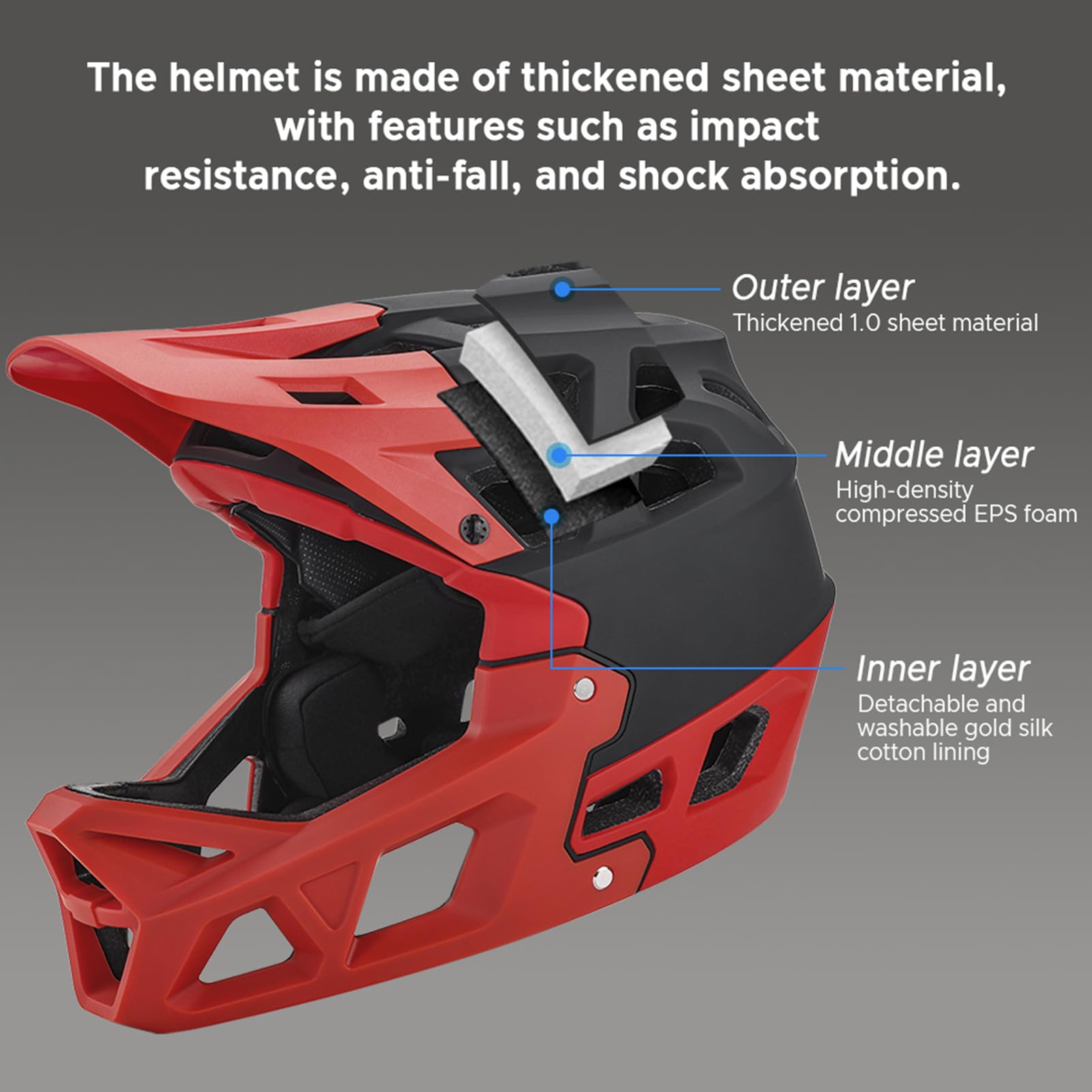 Lixada Casque de vélo de montagne complet pour adultes qui rivalise avec le casque VTT en descente pour vélo de montagne