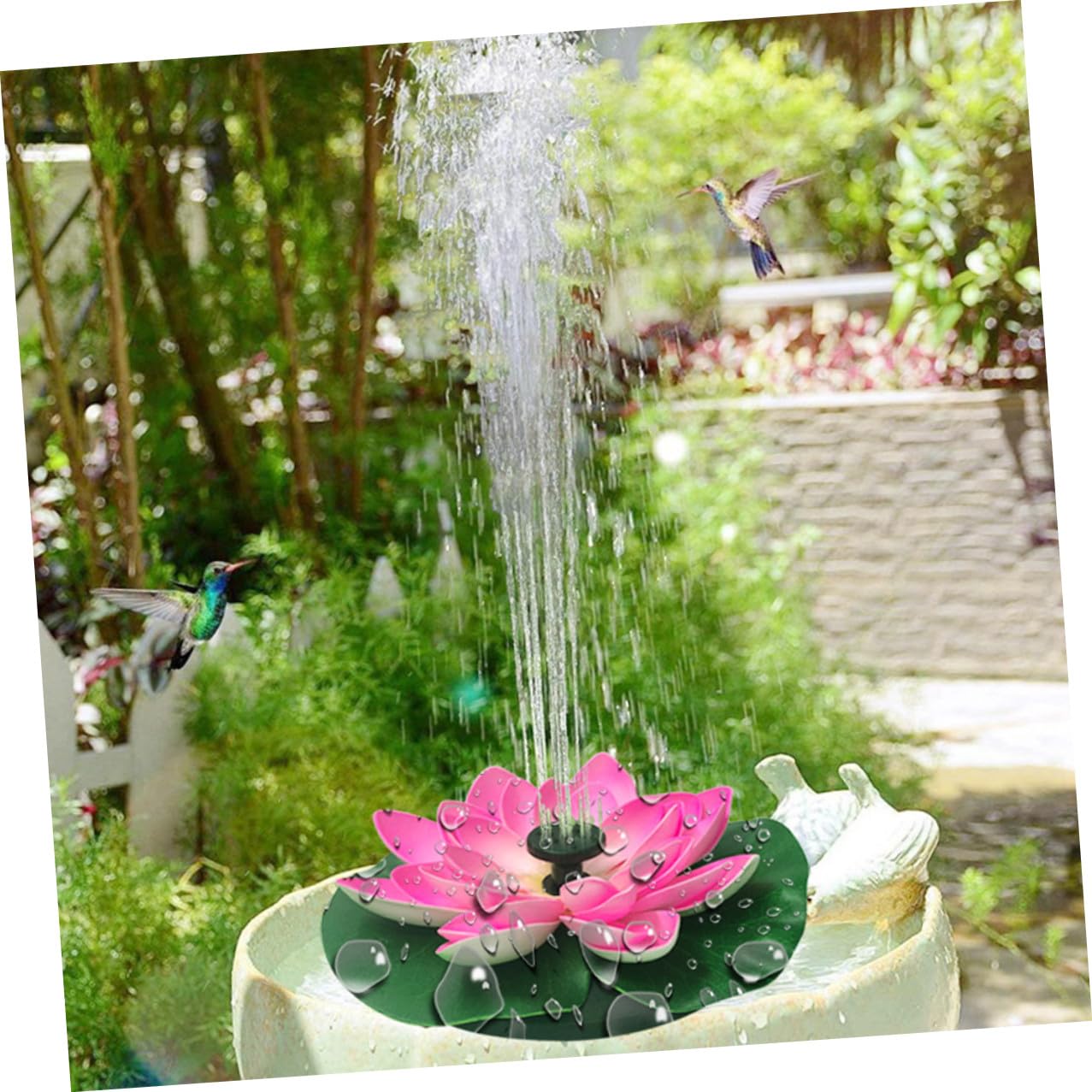 GALPADA Pompa Solare per Laghetto a Forma di Loto, Pompa Automatica in Plastica, Flusso 180l/h, per Decorazione Giardino e Circolazione Acqua Ossigenata