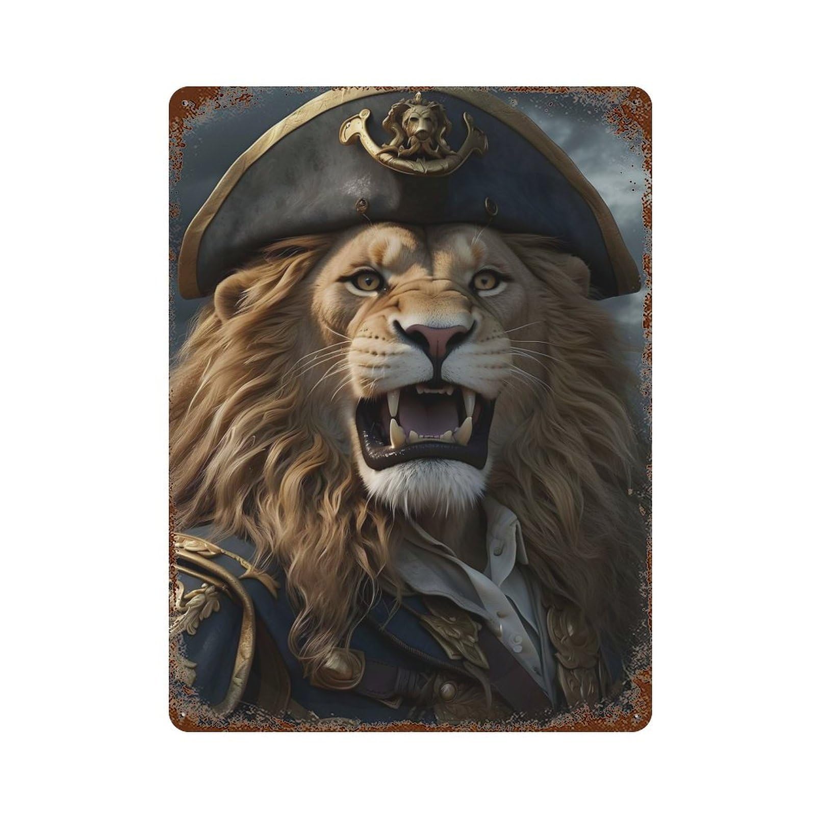 Angry Lion Pirates Retro Metal Sign 15.7"x11.8", for Garage, Bar And Workshop Decor, Shabby Chic Decor