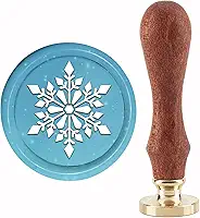 CRASPIRE Carimbo de lacre de cera de Natal, estampa de flocos de neve, carimbos de cera de vedação de 30 mm, retrô, vintage, cabeça de carimbo de latão removível com alça de madeira para convites de