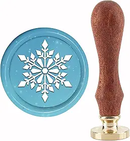 CRASPIRE Carimbo de lacre de cera de Natal, estampa de flocos de neve, carimbos de cera de vedação de 30 mm, retrô, vintage, cabeça de carimbo de latão removível com alça de madeira para convites de